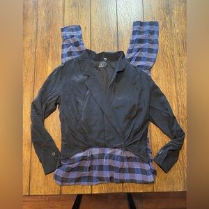 Barney’s Thakoon Addition Jumpsuit Black Top Blue Plaid Pants Size Unknown B8